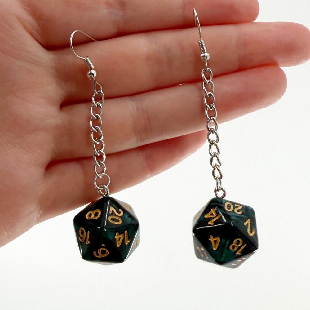 D20 Dice Earrings - D&D Dungeons and Dragons Gaming Board Game RPG Jewelry D20